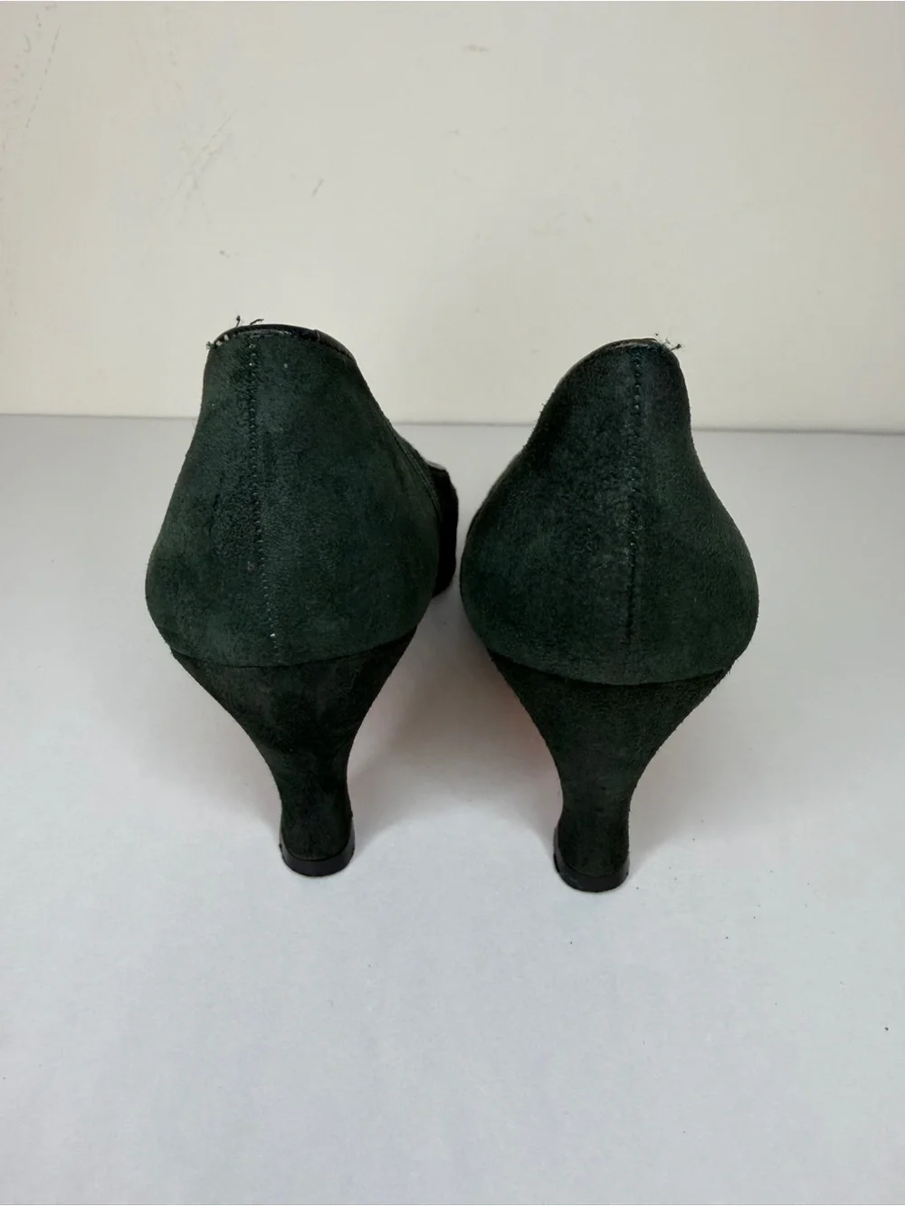 Salvatore Ferragamo Black Quilted Suede Mid Heel Pumps